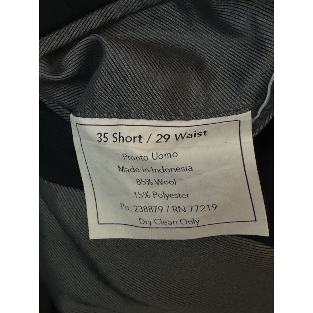 Pronto Uomo Blazer Black Jacket Mens Sz 35  Short 29 Waist Wool Poly 2 Button - Picture 4 of 7